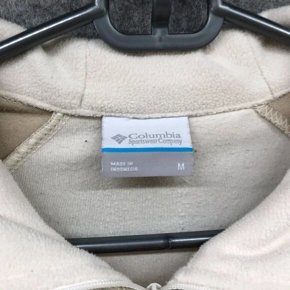 Columbia Lightweight 1/4 Zip Fleece Pullover Womens M Beige Tan Sweater - Picture 5 of 9